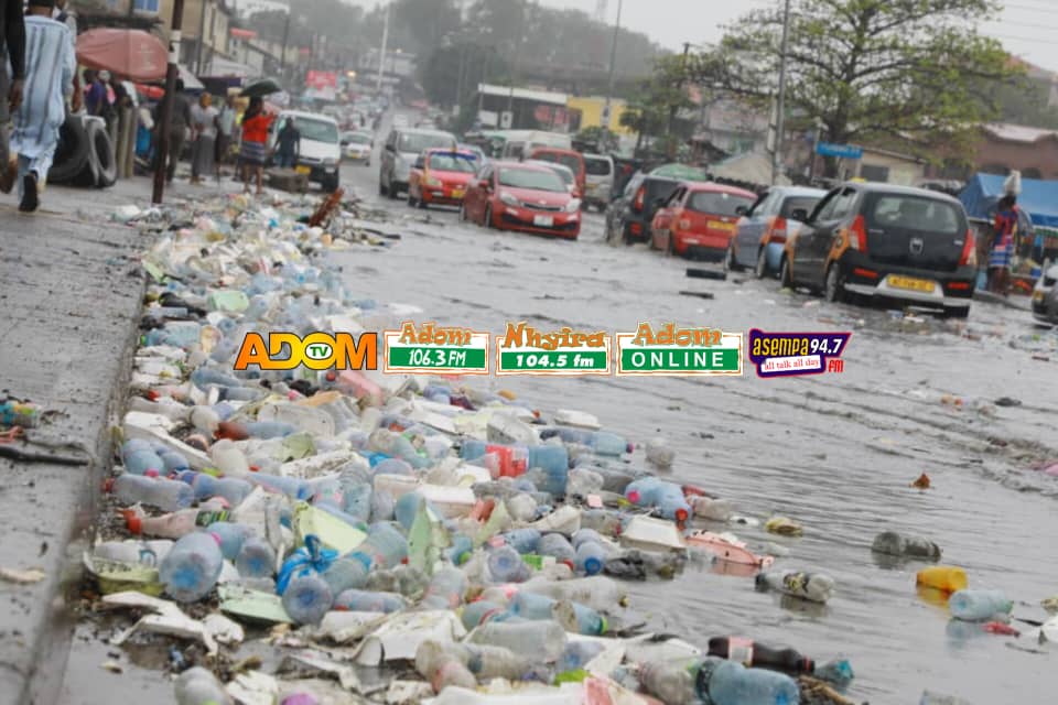  A sea of plastic waste engulfs Darkuman junction’s floodwaters in Accra