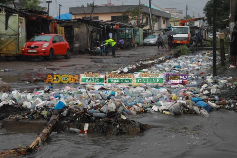  A sea of plastic waste engulfs Darkuman junction’s floodwaters in Accra