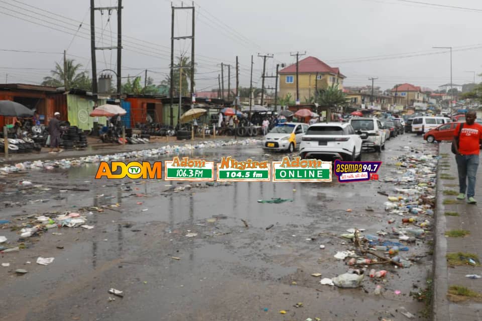  A sea of plastic waste engulfs Darkuman junction’s floodwaters in Accra