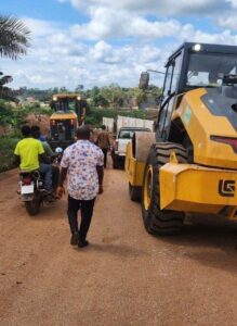 Agyareago road in the Asante Akyem Central under construction by DRIP