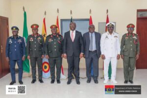 CDS, Service Chiefs Pay Courtesy Visit to Defence Minister Omane Boamah