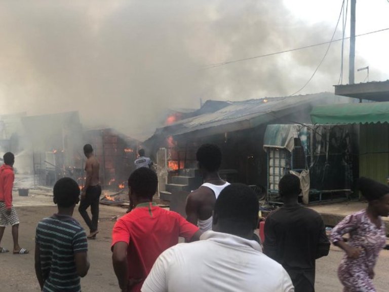 Photos: Fire guts container shops at Odorkor - Adomonline.com