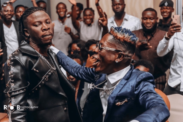 Stonebwoy (L) and Shatta Wale at 4Syte Music Awards 2019