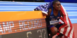 American sprinter Christian Coleman won gold at the last World Athletics Indoor Championships in Birmingham