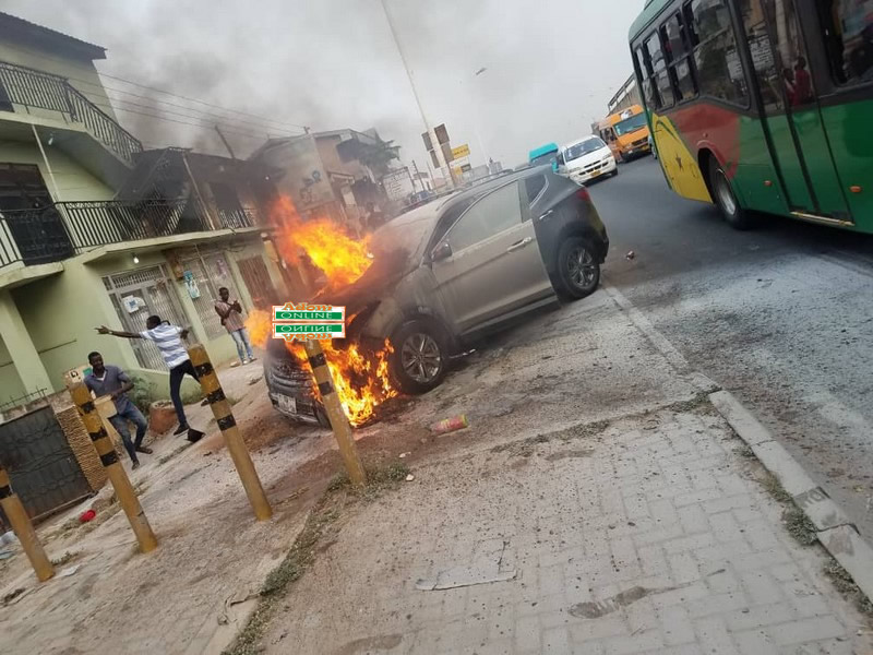 car catches fire