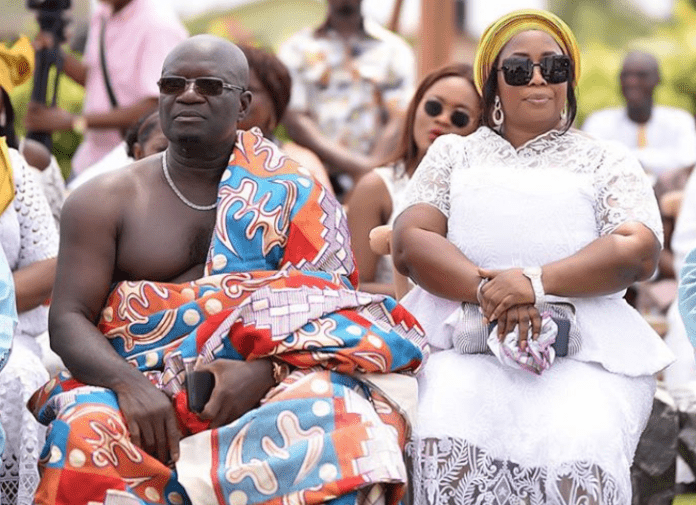 Parents of rapper Medikal during their son 's traditional wedding to Fella Makafui