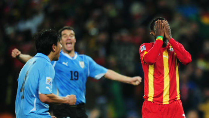 Asamoah Gyan missed a late penalty against Uruguay during 2010 World Cup in South Africa