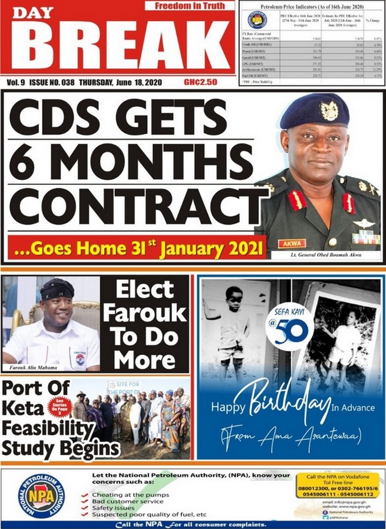 Newspaper Headlines: Thursday, June 18, 2020 - Adomonline.com