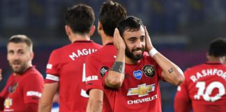 Bruno Fernandes celebrates after scoring for Manchester United Image credit: Getty Images