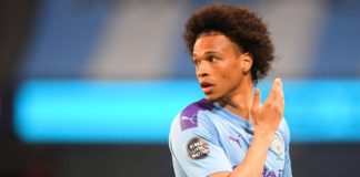 Leroy Sane of Manchester City looks on while showing the Black Lives Matter movement logo on his shirt sleeve during the Premier League match between Manchester City and Burnley FC at Etihad Stadium on June 22, 2020 in Manchester, England Image credit: Getty Images