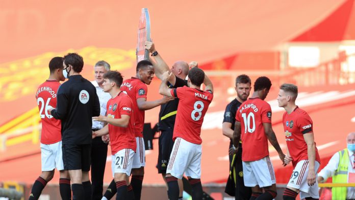 Manchester United make a substitution Image credit: Getty Images