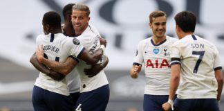 Toby Alderweireld of Tottenham Hotspur celebrates after scoring his sides second goal during the Premier League match between Tottenham Hotspur and Arsenal FC at Tottenham Hotspur Stadium Image credit: Getty Images