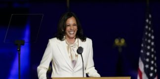 Ms Harris made history as the first female, first black and first Asian-American US vice-president-elect