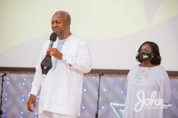 John Mahama at church