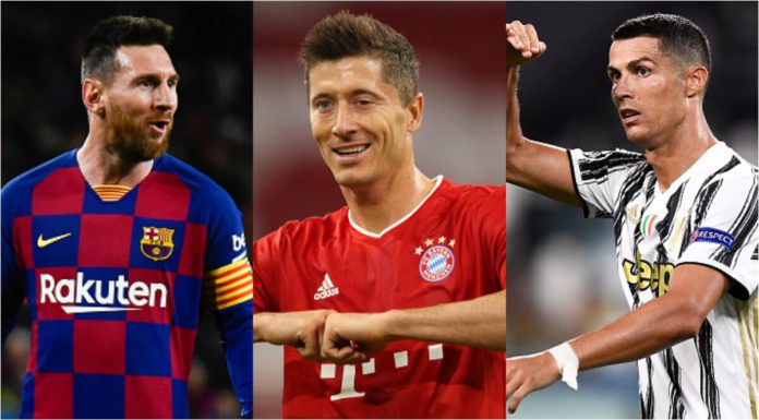 Messi Lewandowski and Ronaldo