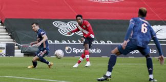 Gabriel of Arsenal deflects Kyle Walker-Peters of Southampton shot past his goalkeeper Bernd Leno to score an own goal to make it 1-0 during Southampton v Arsenal, The Emirates FA Cup Fourth Round, on January 23, 2021 in Southampton, England. Image credit: Getty Images