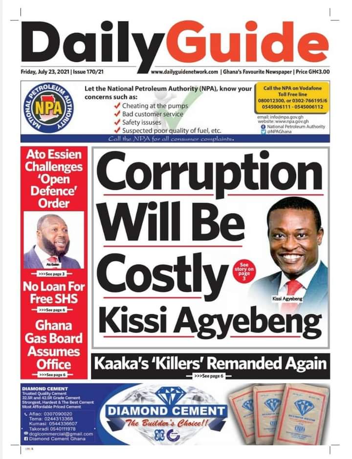 Newspaper Headlines Friday July 23 21 Adomonline Com