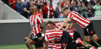 Brentford players celebrate