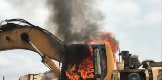 burnt excavators