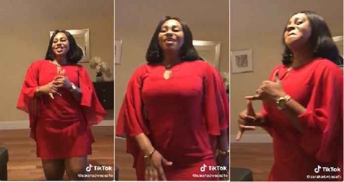 Collage of Adwoa Safo dancing in one of her viral Tiktok videos