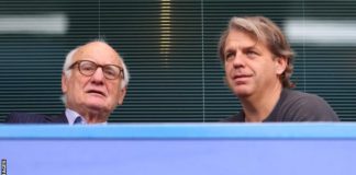 Bruce Buck (left) and Todd Boehly watched Chelsea's recent Premier League game against Wolves together