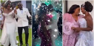 Hawa Koomson's daughter and husband show off their dance moves at their wedding reception. Photo credit: live_weddings_with_kwaku.