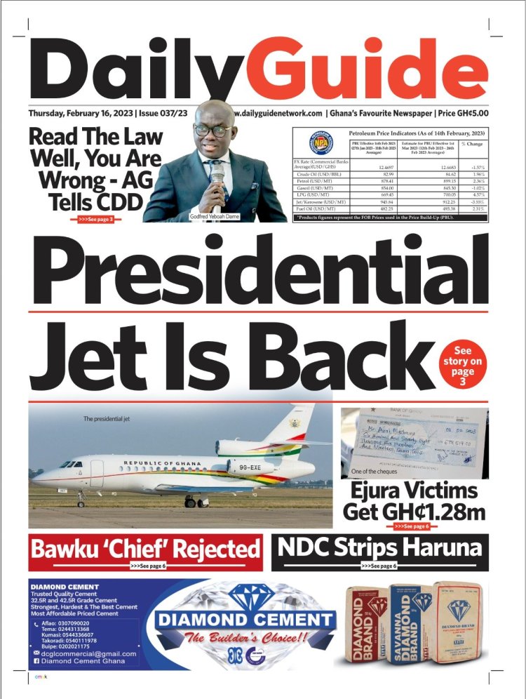 Newspaper Headlines Thursday, February 16, 2023