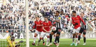 Manchester United keeper David de Gea made a crucial double save to deny Newcastle's Alexander Isak and Joe Willock in the first half