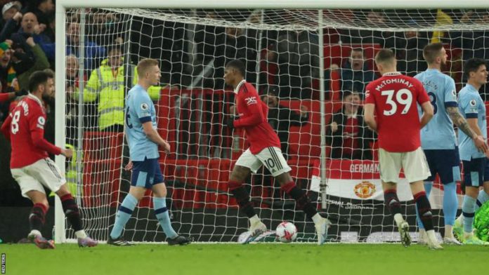 Marcus Rashford scored his 28th goal for Manchester United in all competitions this season