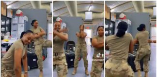 Video of 3 female soldiers doing waist dance source: tiktok