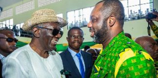 Former President Kufuor in a chat with Dr. Matthew Opoku Prempeh