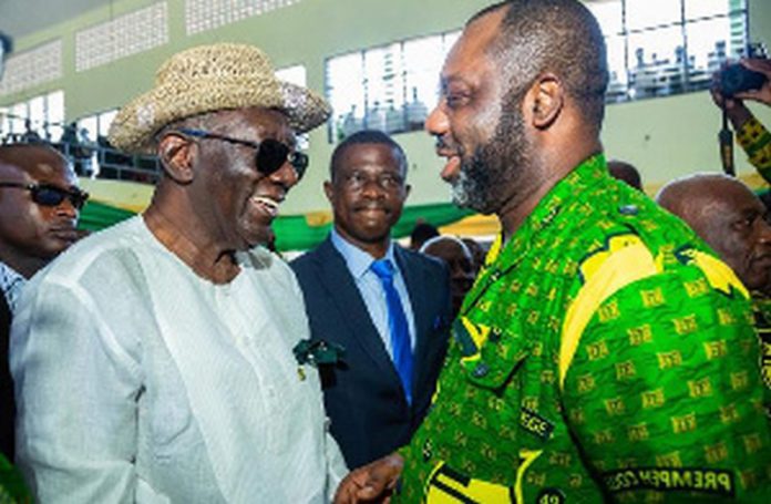 Former President Kufuor in a chat with Dr. Matthew Opoku Prempeh