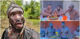 Ras Nene and his friends eat fufu in the video. Image Credit: @official_ras_nene