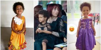 Christian Atsu's daughter Abigail dazzles in African print dresses. Image Credit: @claireuk