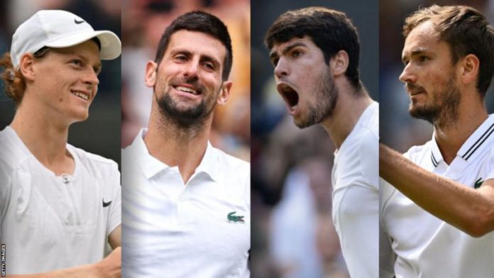 With Sinner, Djokovic, Alcaraz and Medvedev reaching the last four, it is the first time since 2012 that the Wimbledon men's semi-finalists are all in the top eight seeds