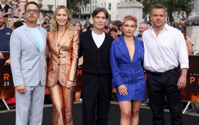 Robert Downey Jr, Emily Blunt, Cillian Murphy, Florence Pugh and Matt Damon attended a London photocall on Wednesday ahead of Thursday's UK premiere of Oppenheimer