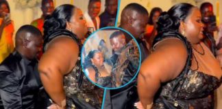 Plus-size lady and her husband dance at her wedding reception. Photo credit: ghanawedding.