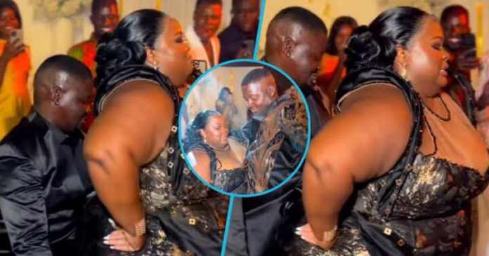 Plus-size lady and her husband dance at her wedding reception. Photo credit: ghanawedding.