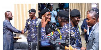 Combination photos of IGP exchanging pleasanteries with three brothers Credit : IGP photographer