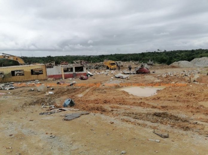 The quarry site at Shama after the explosion