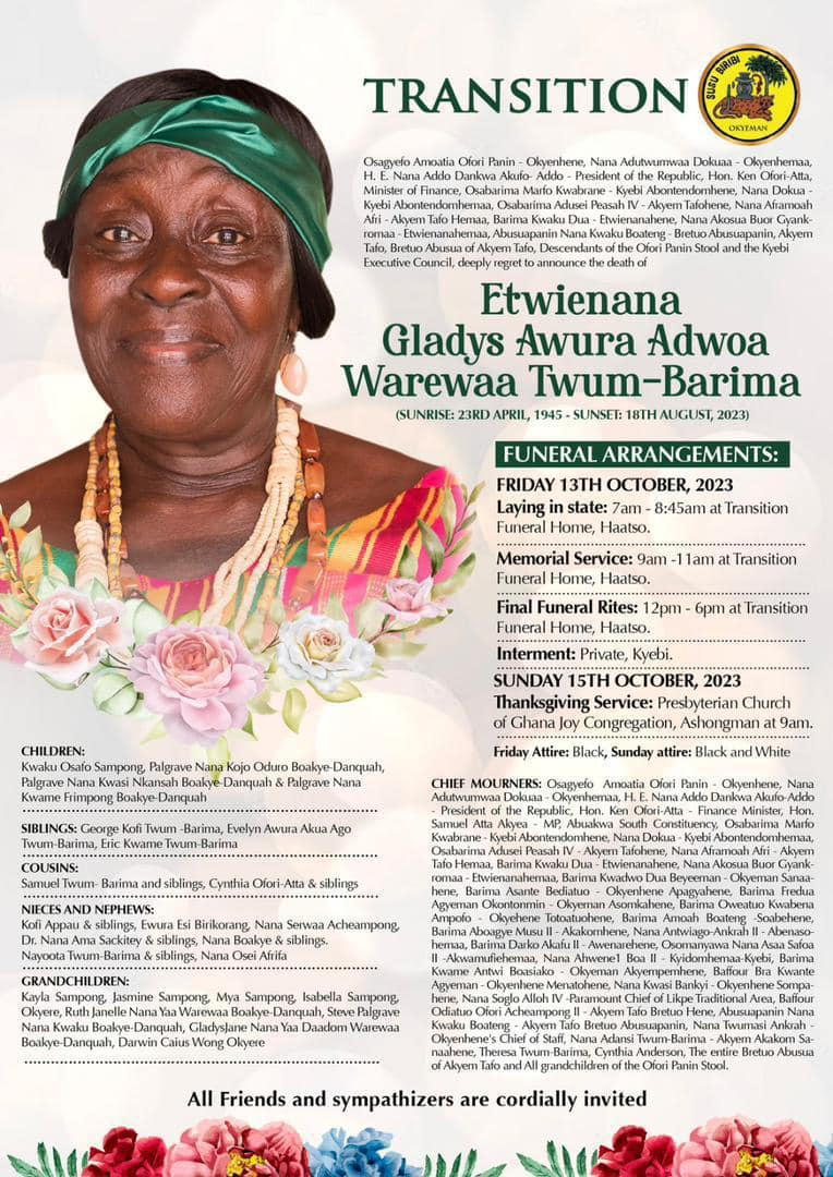 Funeral arrangements for govt spokesperson's mum announced - Adomonline.com