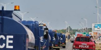 Some water trucks from the Ghana Police Service