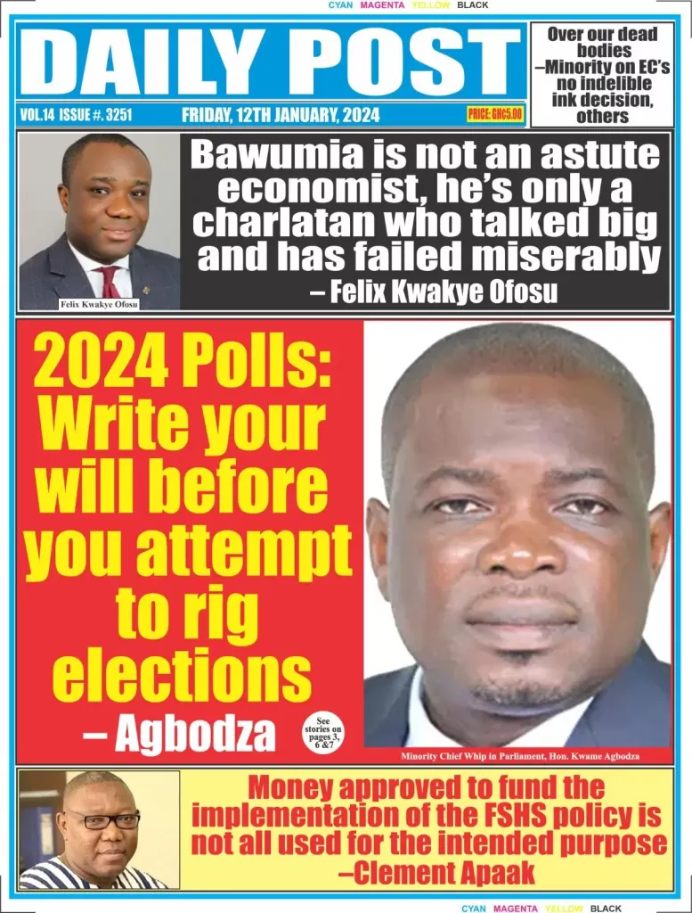 Newspaper headlines Friday 12th January 2024