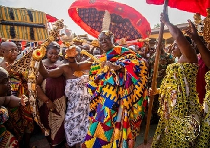 Asantehene dancing at the 2nd Akwasidae for 2024