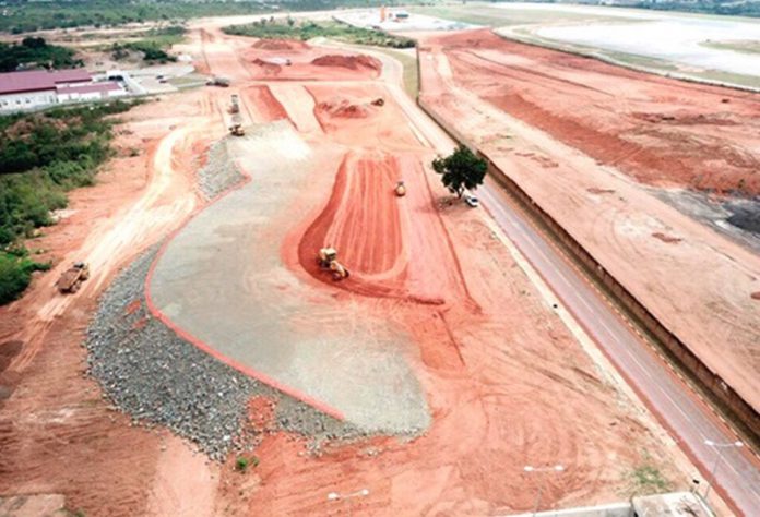 An aerial view of the commencement of the Northern Apron Project