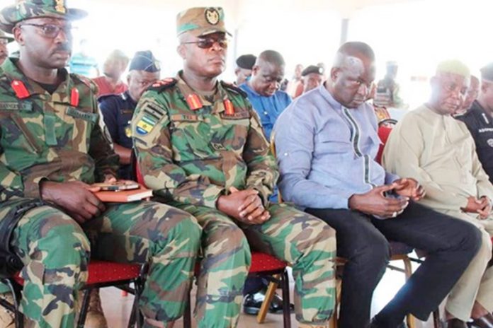 Dr Hafiz Bin-Salih (2nd from right), Upper East Regional Minister, together with members of the delegation seated during a courtesy call on Bawku Naba, Naba Asigri Abugrago Azoka II