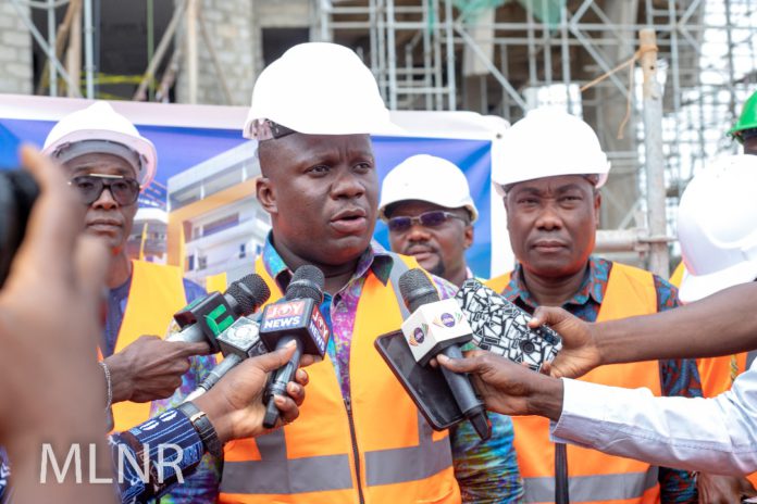 MINERALS COMMISSION ULTRA-MODERN ASHANTI REGIONAL OFFICE READY BY OCTOBER; AS LANDS MINISTER INSPECTS PROGRESS OF WORK