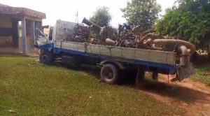 KIA Rhino Carrying Galamsey Equipment Crashes into Sehwi Juaboso Magistrate Court
