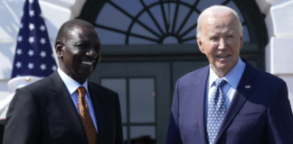 President Joe Biden welcomes Kenya's President William Ruto to the White House in Washington, Wednesday, May 22, 2024. (AP Photo/Susan Walsh)