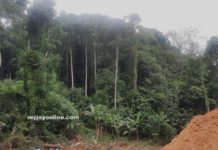 Portion of the Bosomtwe Range Forest Reserve destroyed through illegal mining operations